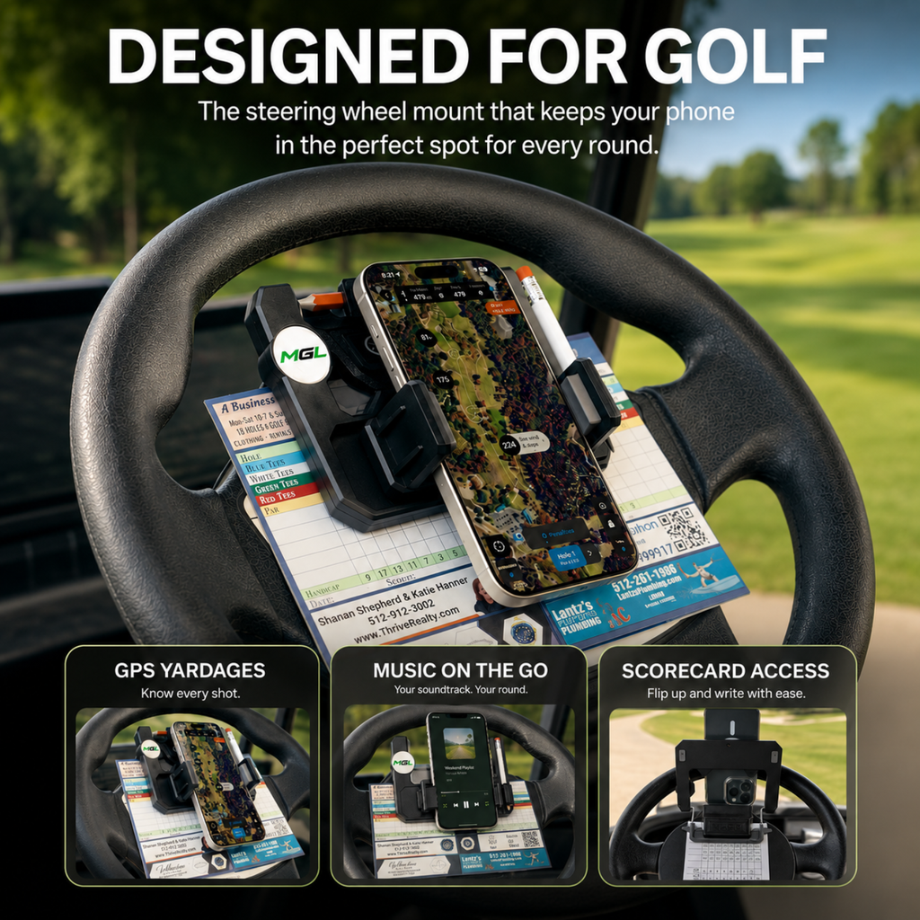 Golf Cart Steering Wheel Phone Mount - Monarch Golf Lab