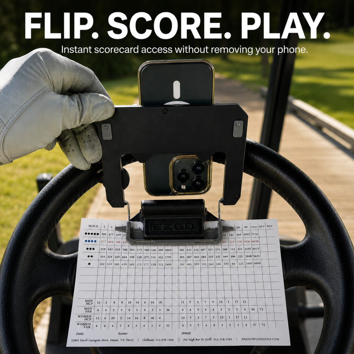 Golf Cart Steering Wheel Phone Mount - Monarch Golf Lab