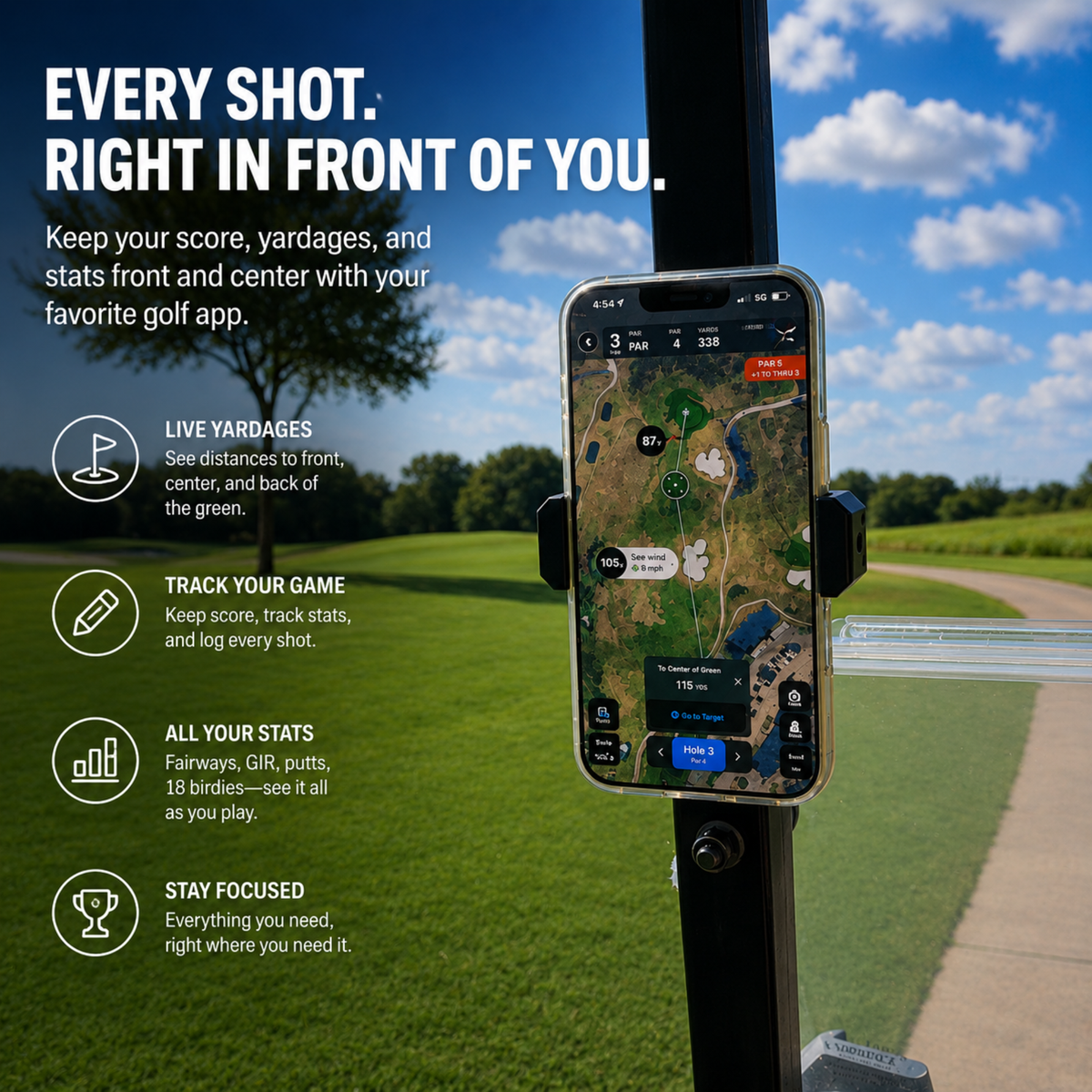 Magnetic Golf Cart Phone Mount