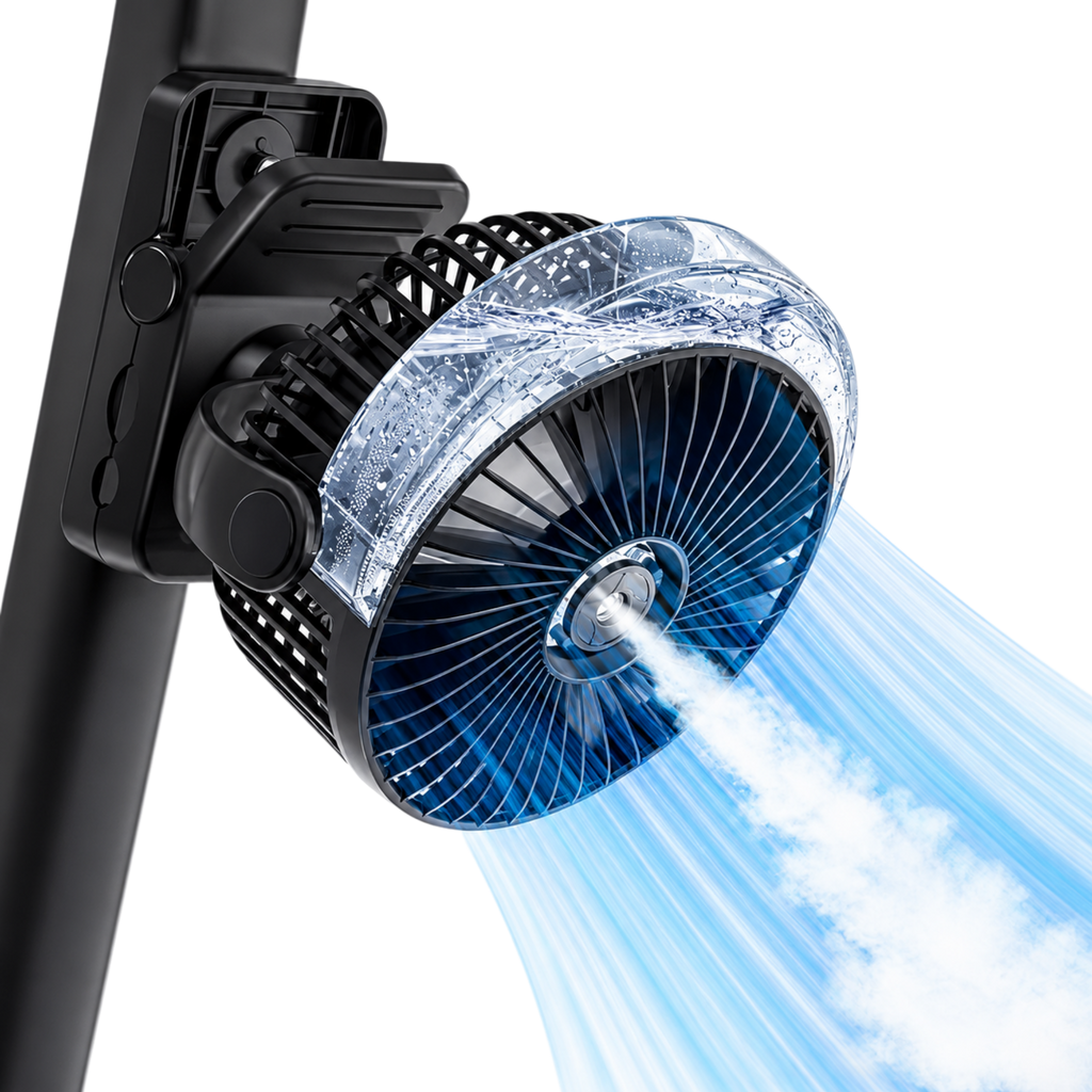 Golf Cart Fan with Mist – Magnetic Rechargeable Cooling Fan